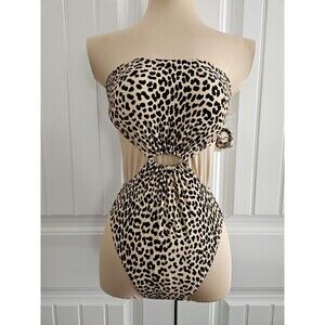 Michael Kors Convertable Cheetah Print Swimsuit Nwt Size 6 Charm Padded Cutouts